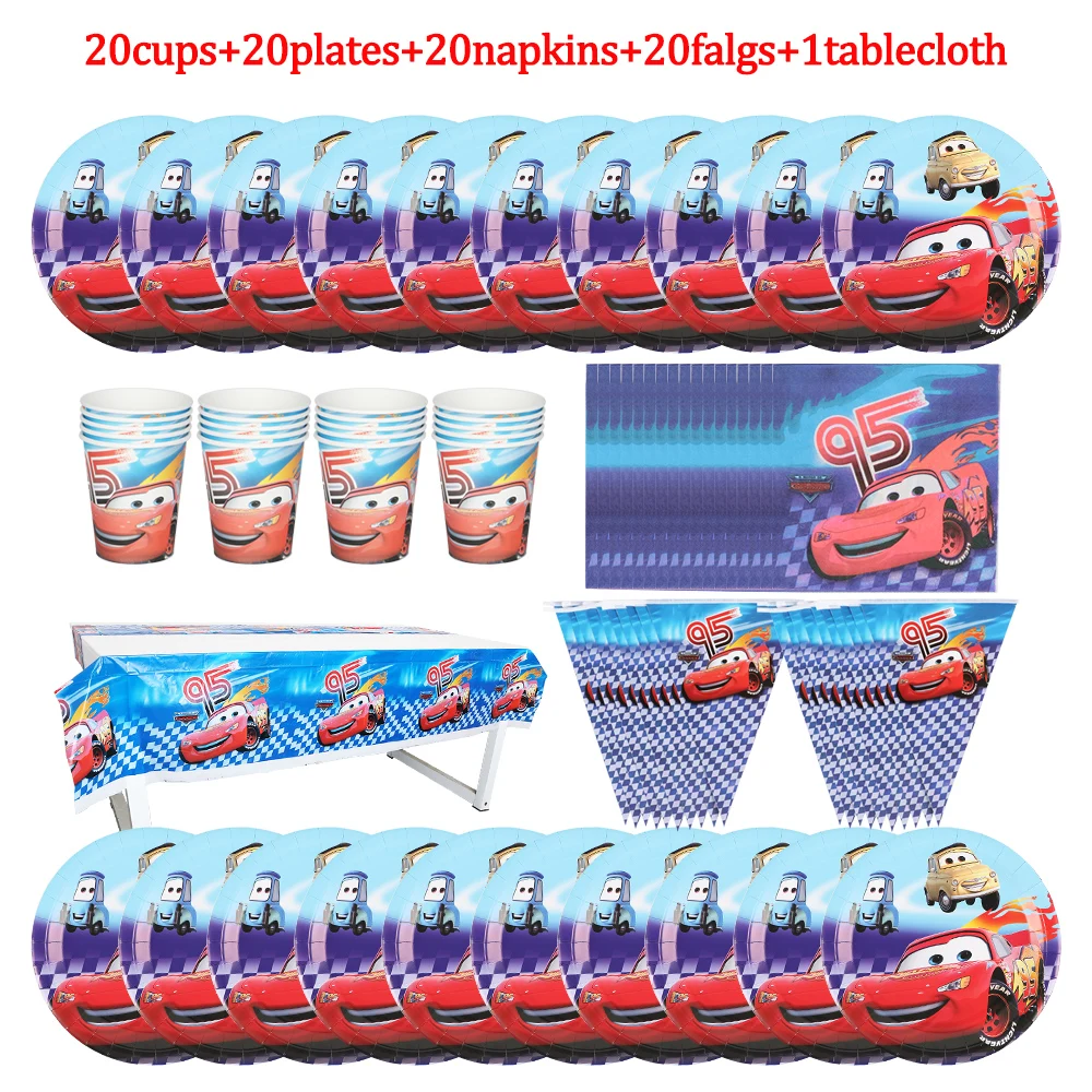 

Disney Lightning McQueen Cars Paper Plates Cups Party Supplies Disposable Tableware Set Birthday Decor Kids Like's Gifts Toys