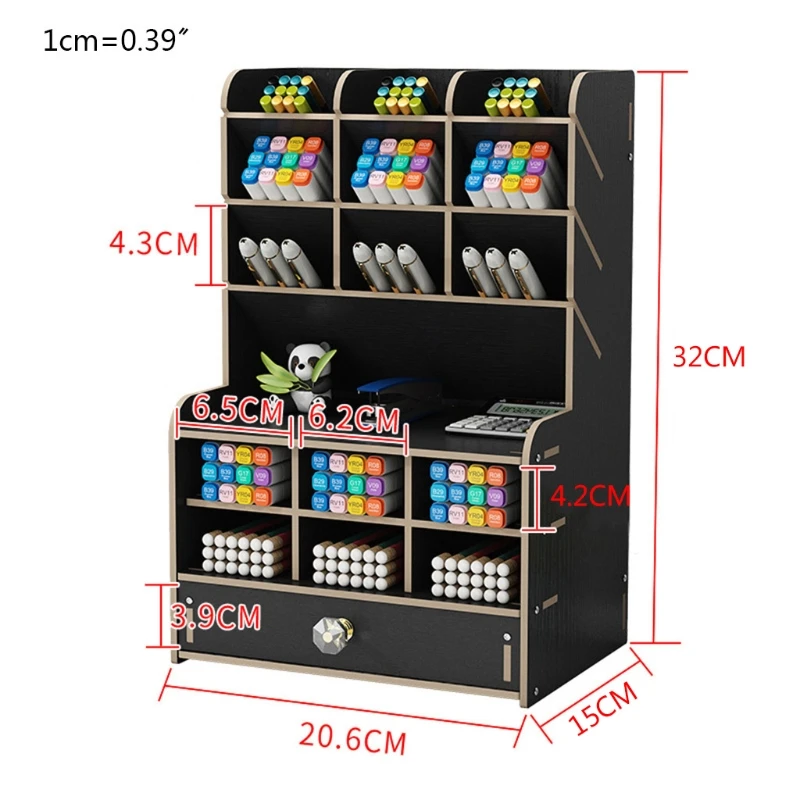

Multi-function Marker Pen Pencils Storage Holder Sundries Organizer Office School Wooden Stand Stationery Container Case