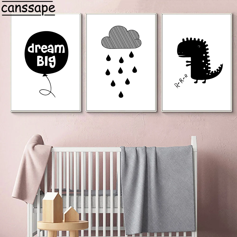 Минималистичный мальчик динозавр холст картина мультфильм настенное искусство