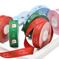 christmas series 25mm 5yards gift wrapping tape tie box packing belt baking polyester ribbon hair bow sewing