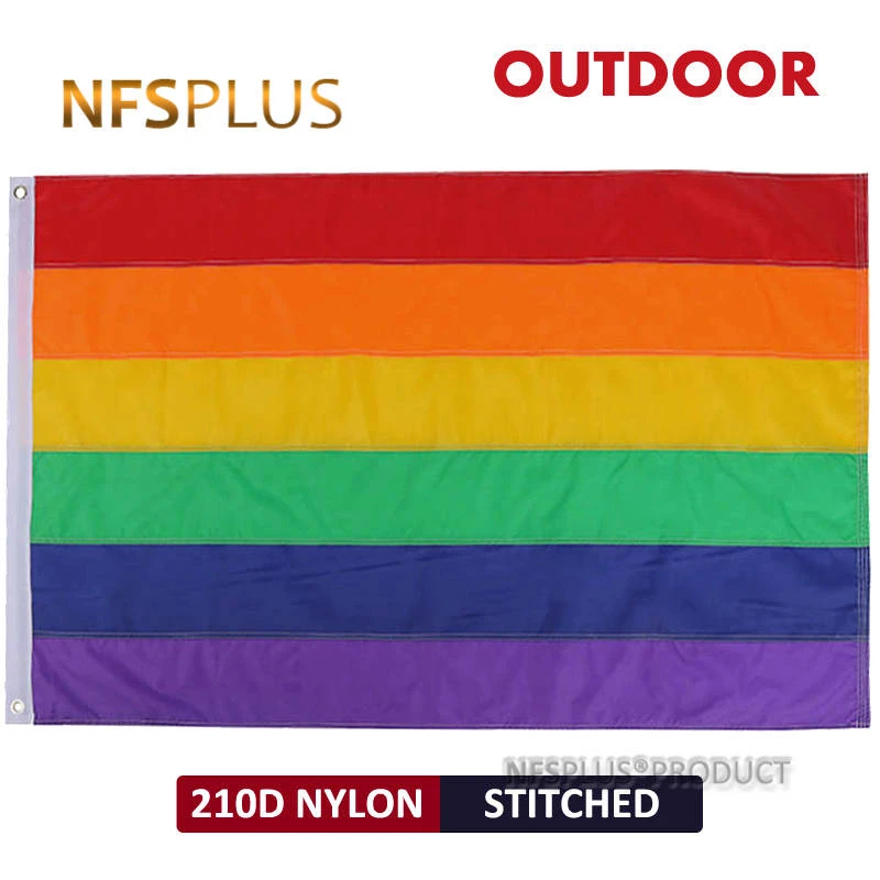 Сшитый Радужный Флаг ЛГБТ гей Прайд 90x150 см толстый тяжелый водонепроницаемый