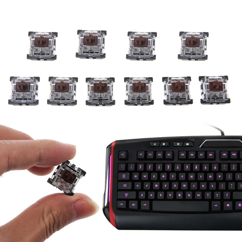 10 шт 3 Pin KeyCaps коричневый механический переключатель клавиатуры для вишневая