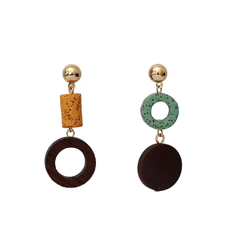 2019 Япония Корея новые винтажные красочные деревянные круглые асимметричные