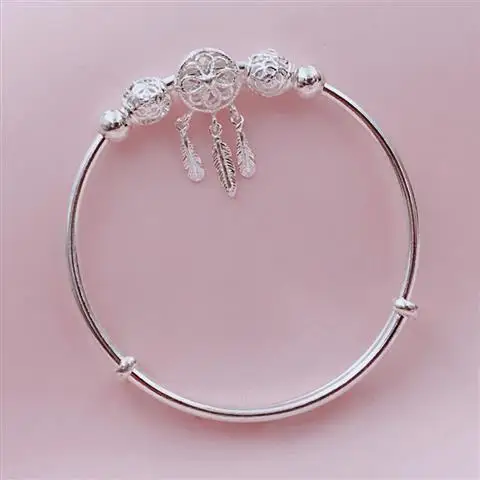 

Silver Bracelet Women's Sterling Silver Young S990 Solid Push-Pull Fashion to Give Mom for Elders Gift Ornament Trendy Cherry Bl