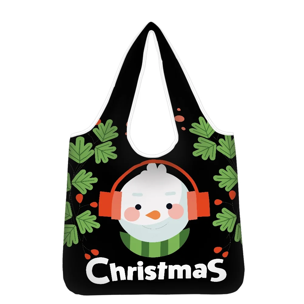 

Doginthehole 2pcs Set Christmas Shopper Bags 2022 New Year Large Capacity Supermarket Shopping Sac Black ECO Totes For Grocery