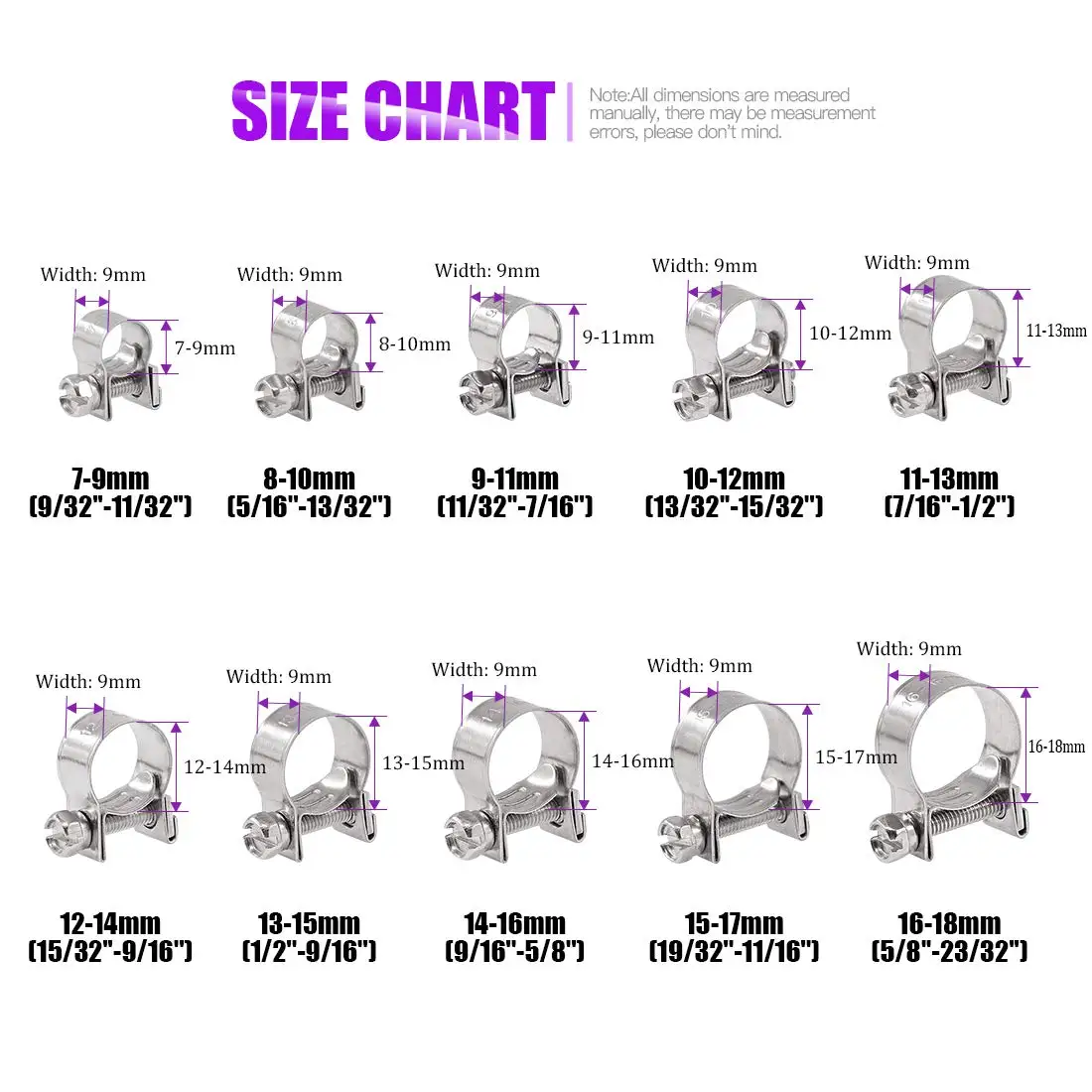 10 шт. / Компл. Мини хомуты для шланга из нержавеющей стали топливная линия трубный