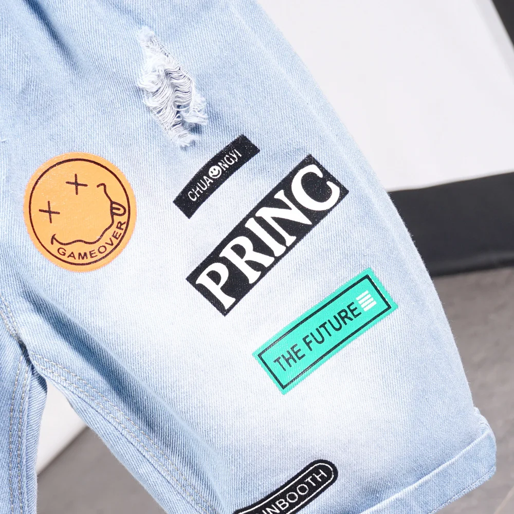 Джинсовые шорты для мальчиков летние детские модные джинсовые Мягкие хлопковые