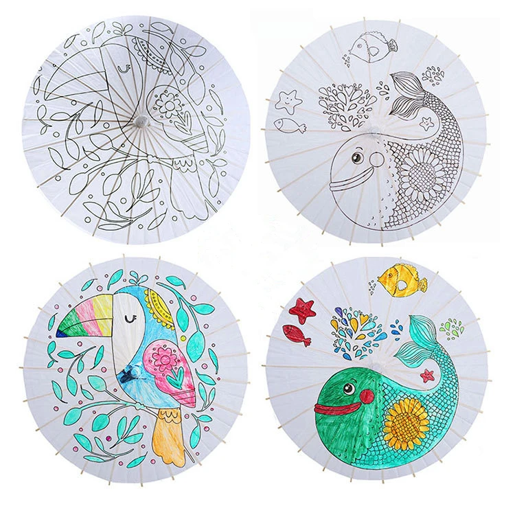 

60cm Children DIY Hand-painted Blank Oil Paper Umbrella Kindergarten Art Painting Umbrella Handmade Toys Kids Crafts Toys Gifts