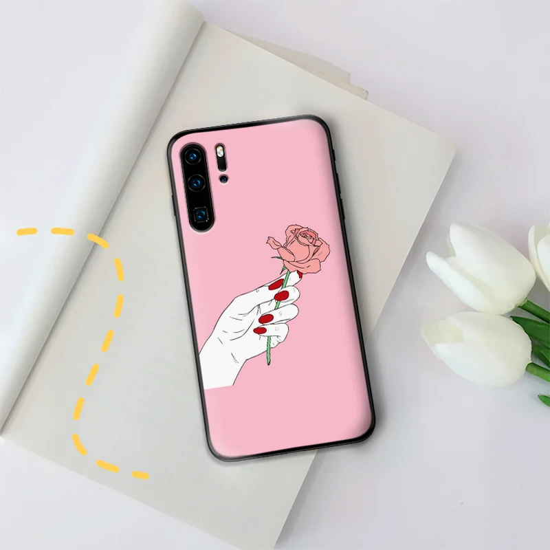 Роза обои для huawei Y6 Y7 2018 Y9 Prime 2019 Коврики 10 20 Pro Nova2 3 4 Lite Nova 2i 3i 5i Мягкий силиконовый