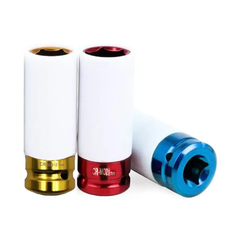 

3Pcs Auto Car 1/2" 17mm/0.67in 19mm/0.75in 21mm/0.83in Alloy Thin Wall Wheel Nut Deep Impact Socket Drive Set Gift Box