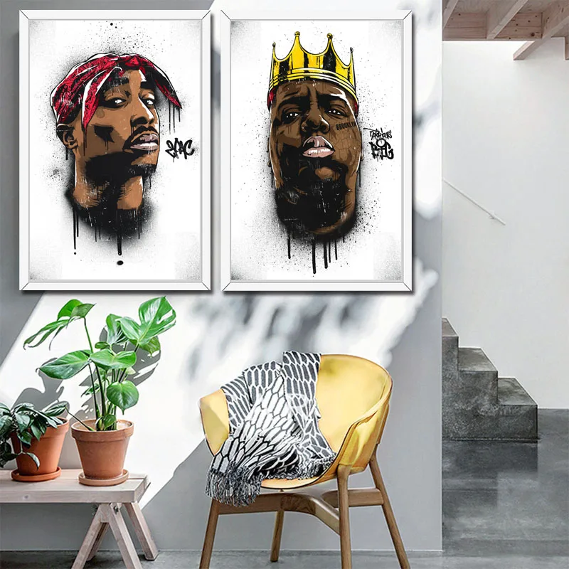Знаменитый постер B.I.G Biggie Smalls Tupac 2PAC Shakur в стиле хип хоп гангста рэп