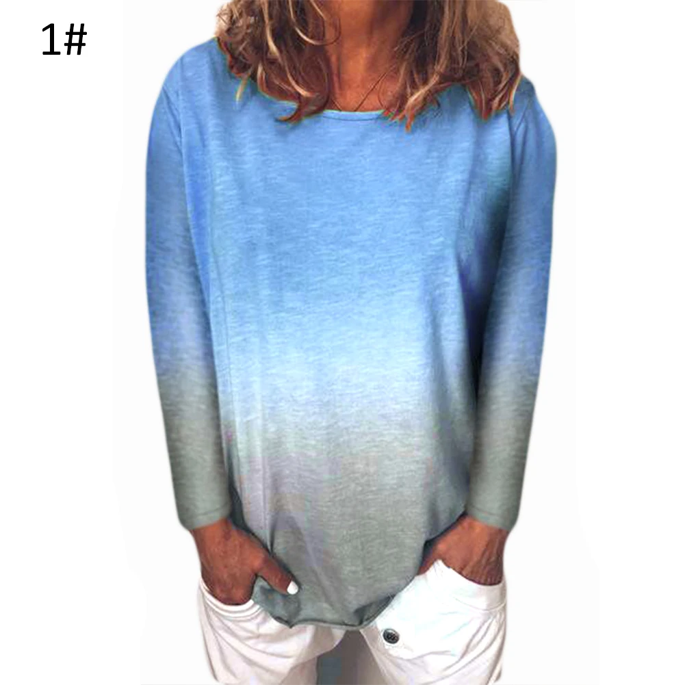 Модная футболка в стиле Харадзюку Женская Повседневная с радужным градиентом