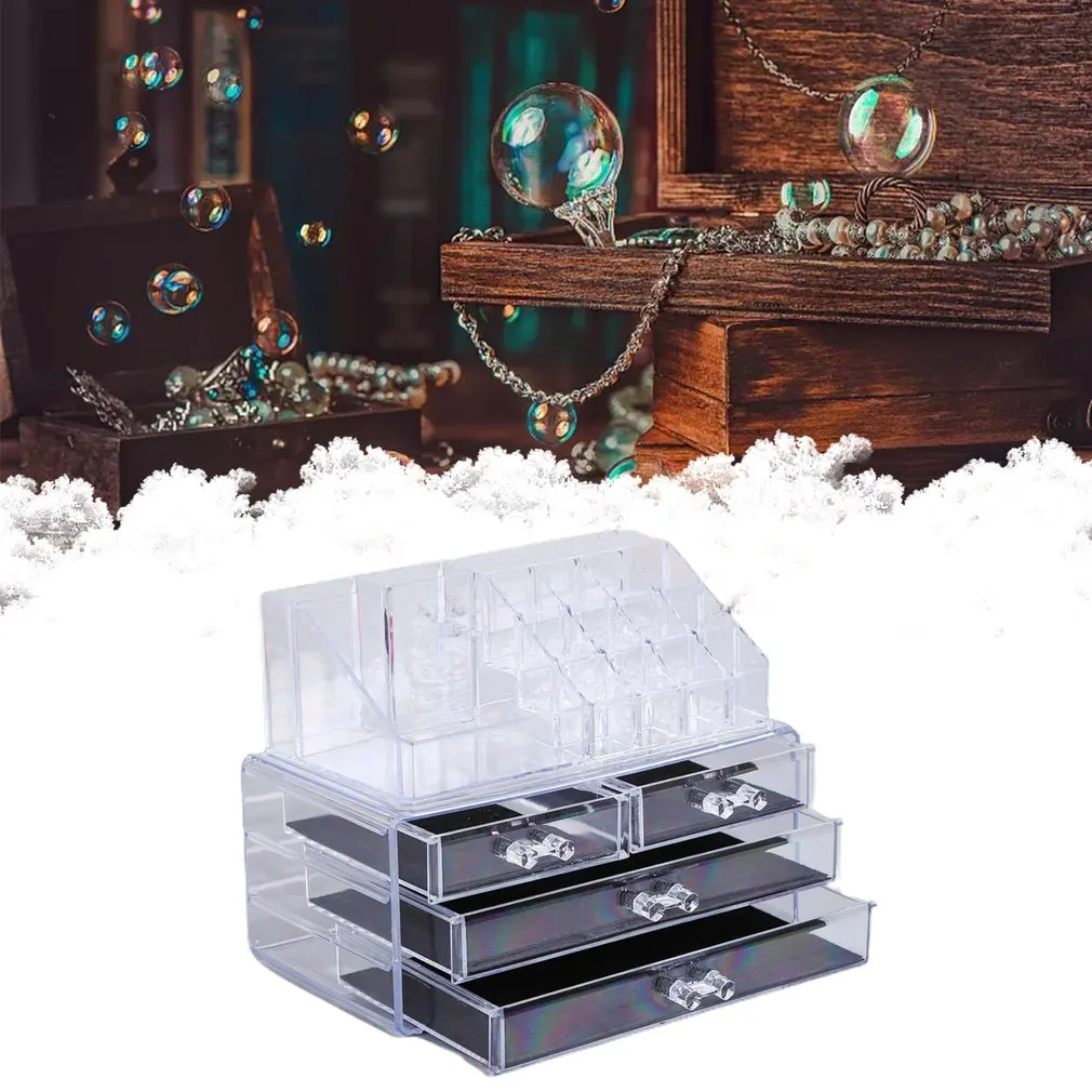 

4 Layers Jewelry Storage Box Acrylic Transparent Drawer Makeup Organizer Classified Storage Box Durable Collection Box