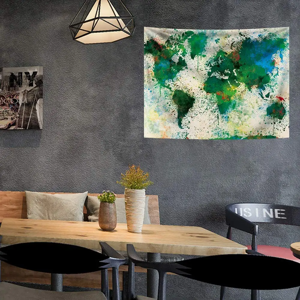 Карта мира домашний декор гобелен зеленый красный крутой уникальный нежный