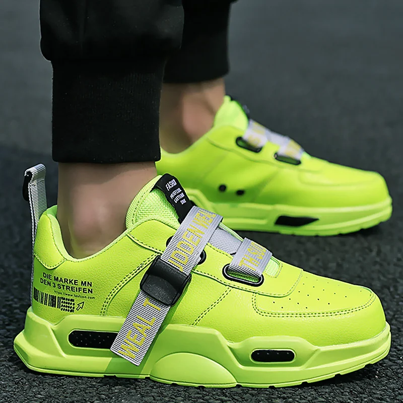 

Men Platform Shoes Buckle Non Slip Vulcanized Shoes Men Rubber Mixed Colors Cool Sneakers Male Hollow Shallow Fashion sneakers