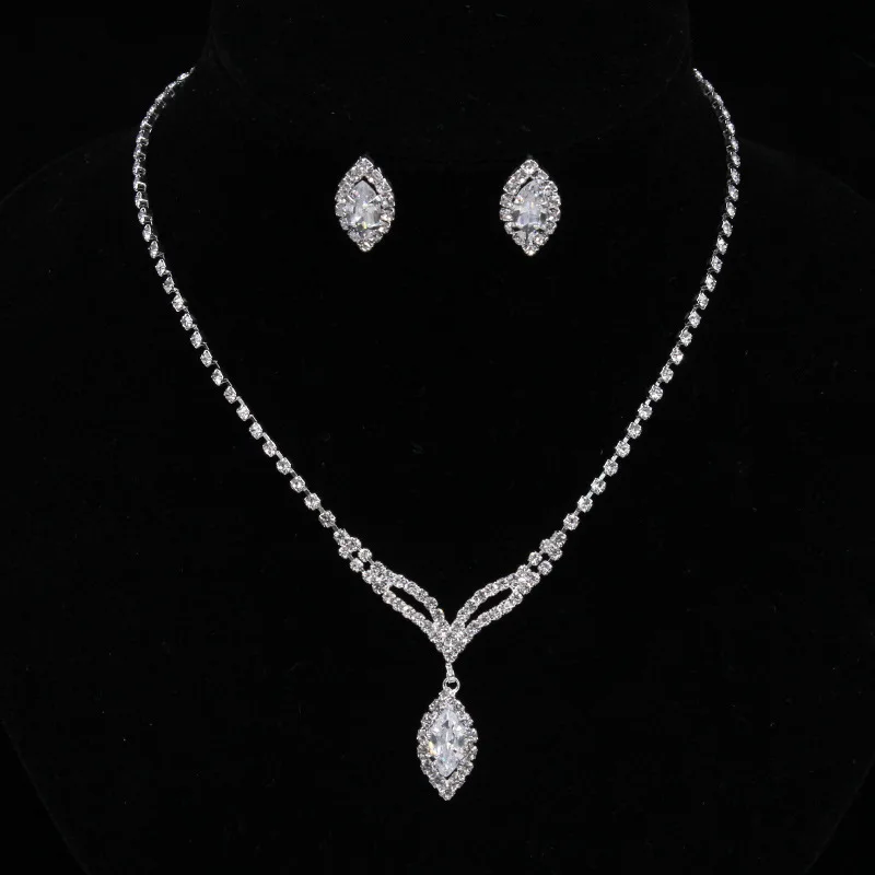 

Высококачественный набор из ожерелья и сережек GU185 с блестящим Цирконом для невесты, Модный свадебный комплект из 2 предметов