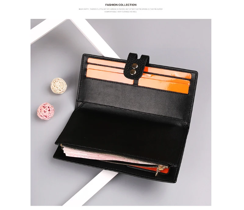 Fashion Genuine Leather Wallet Coin Purse Girl Women Wallets With Phone Case Long Clutch Bags Female Card Holder Cartera Mujer