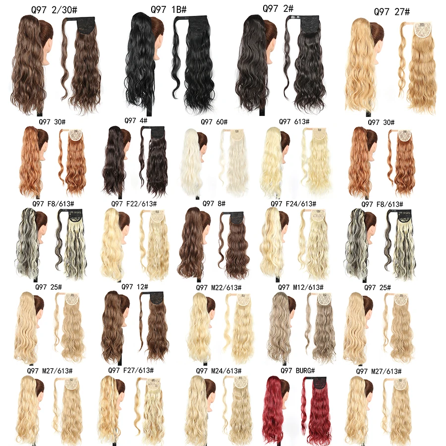 Накладной хвост из синтетических волос с волнистой текстурой и закрепками