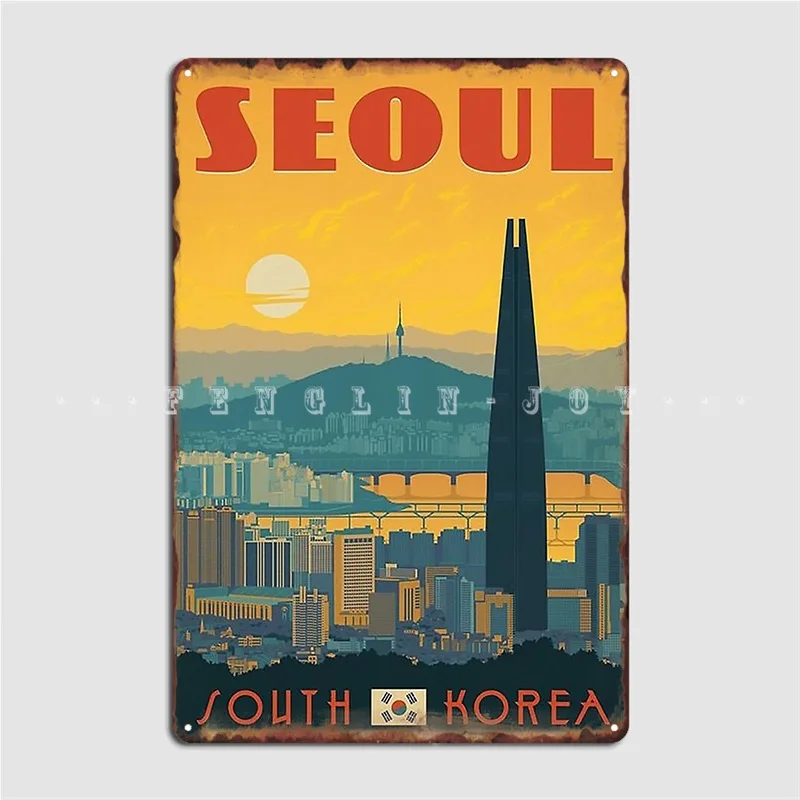 Сеул Южная Корея металлический плакат Постер клуба бара создание плаката