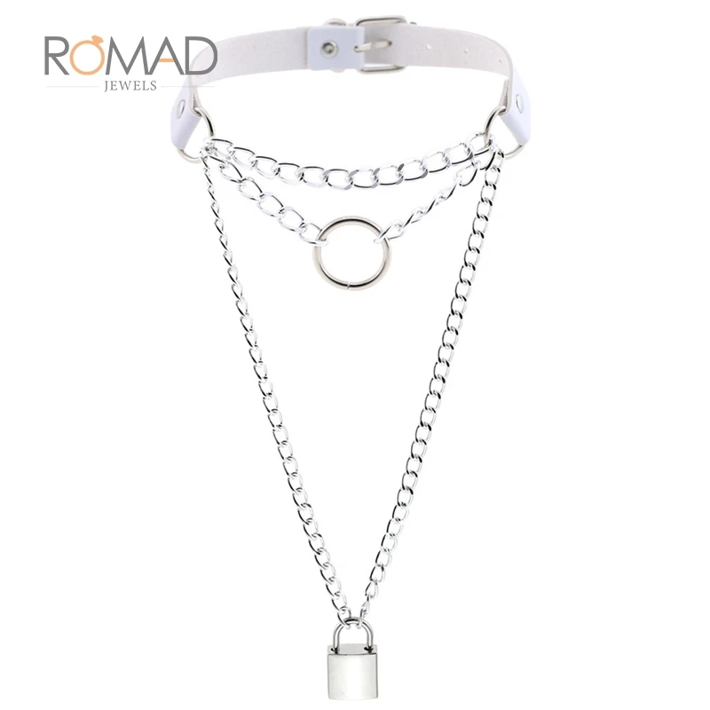Готические многослойные ожерелья для женщин цепочка с замком в стиле панк