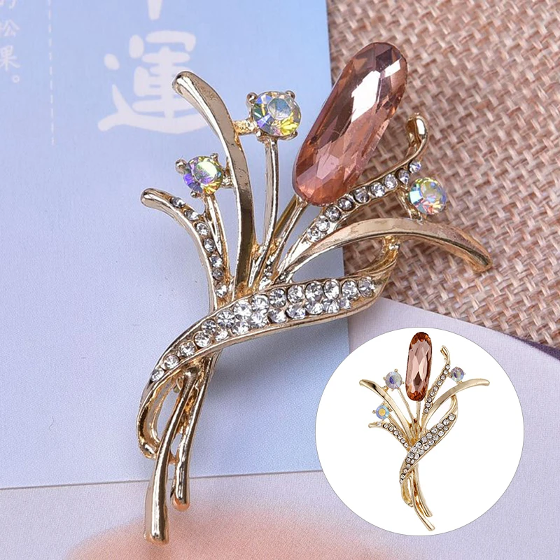 1 шт. Женская Брошь В Виде Цветка с кристаллами | Украшения и аксессуары