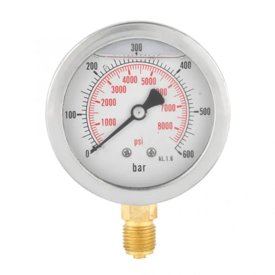 

Манометр 0-600 бар G1/4 дюйма 63 мм, гидравлический измеритель давления воды, измерительный инструмент
