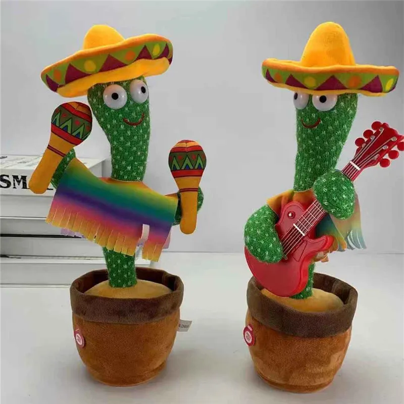 

New Electronic Dancing Cactus Singing Dancing Decoration Gift for Kids Funny Early Education Toys Knitted Fabric Plush Toys