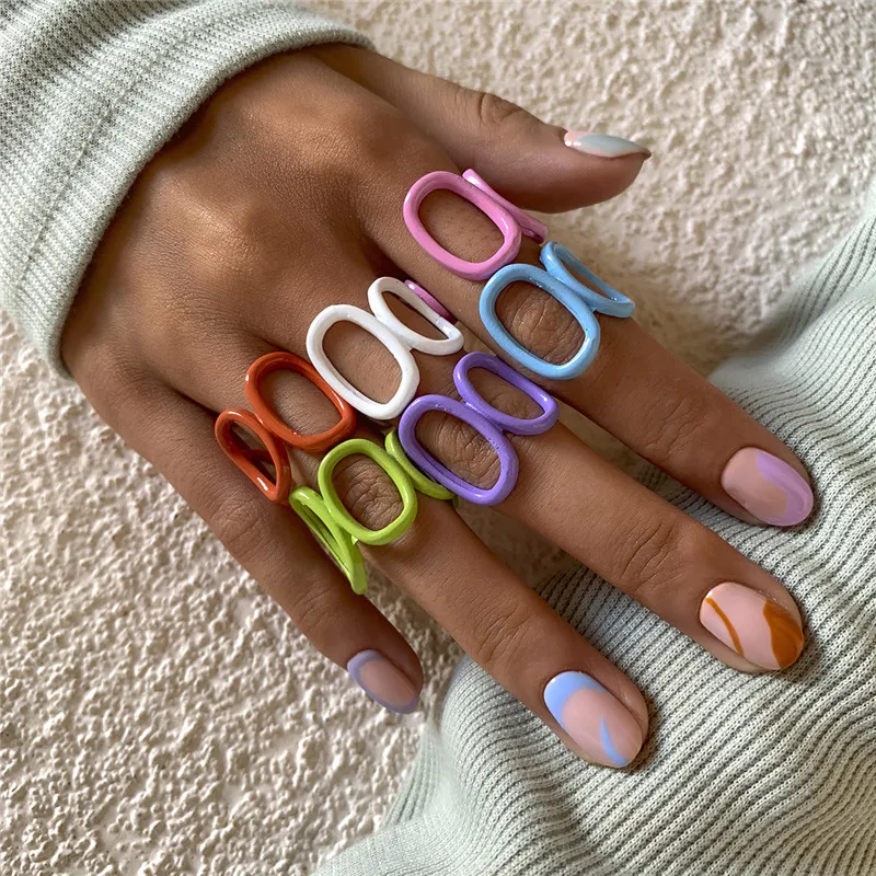 

Jewelry Ins Hollow Line Opening Adjustable Geometric Ring Macaron Fresh Personality Tail Ring