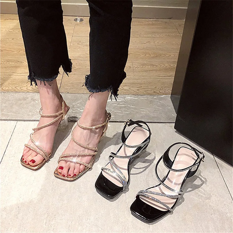 

Comfort Shoes for Women Plastic Sandal Block Heels All-Match Suit Female Beige Buckle Strap Transparent Chunky 2021 High Girls G
