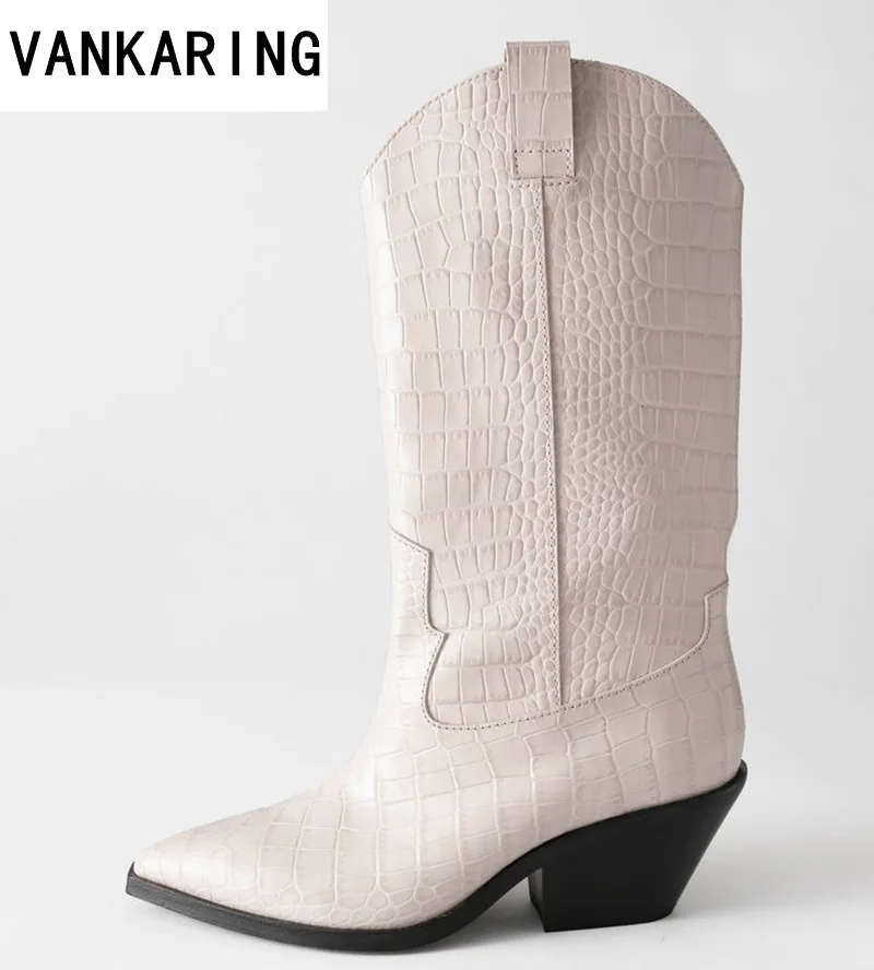 Брендовые модные сапоги до колена женские ковбойские из микрофибры в западном