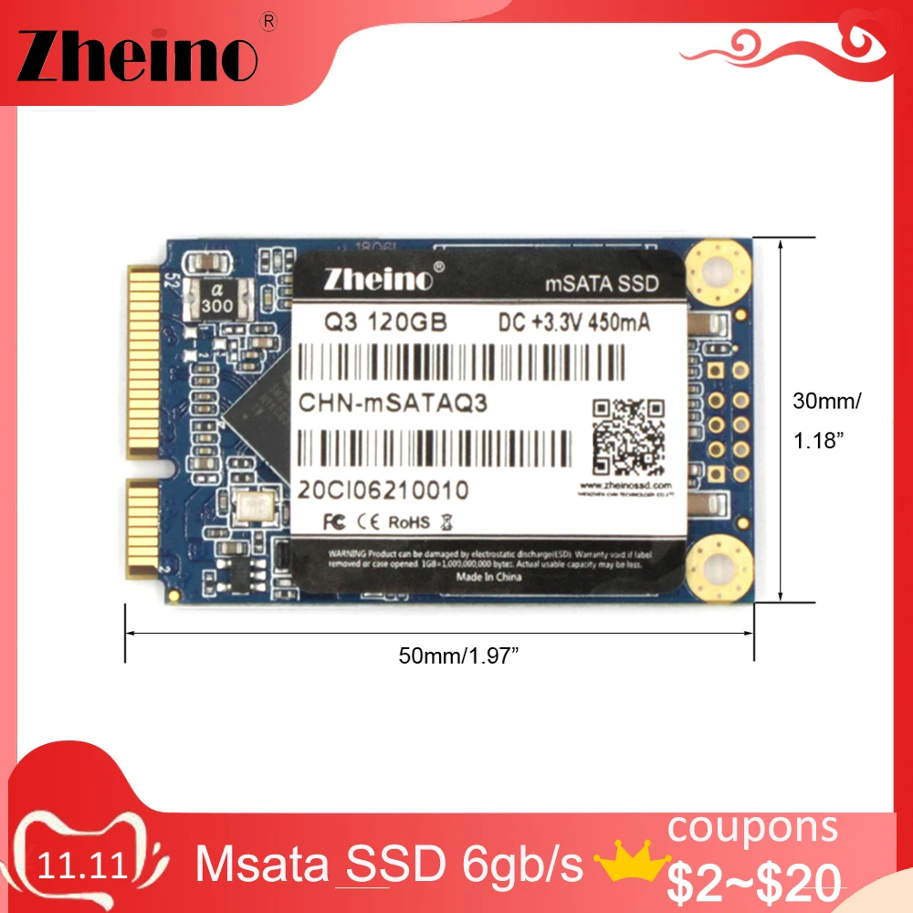 Zheino mSATA3 SSD 120 ГБ 128 ГБ 240 ГБ 480 ГБ SSD SATA3 Твердотельный жесткий диск для планшетов и ноутбуков