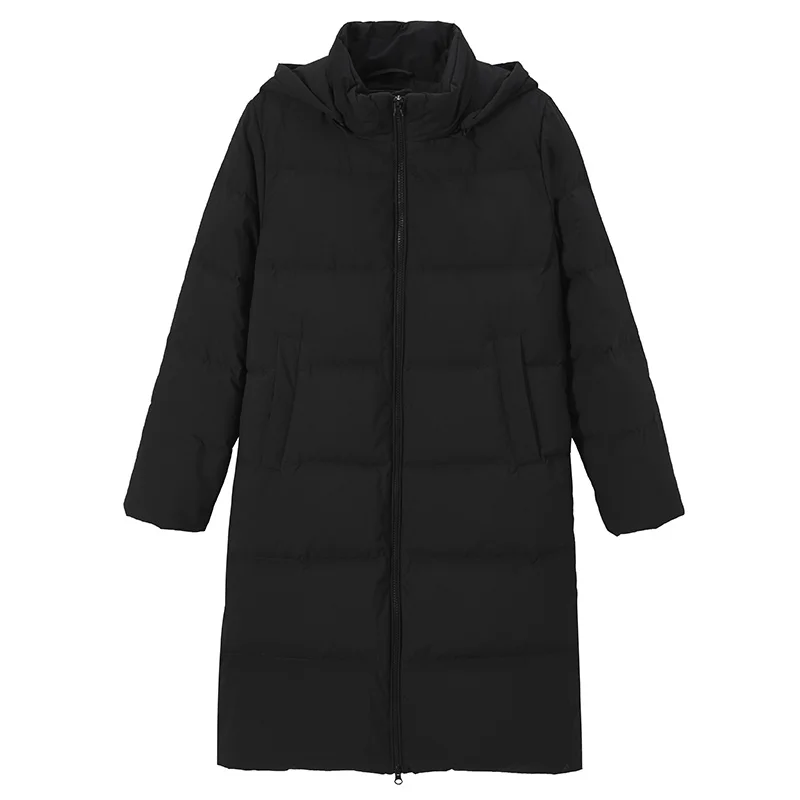 Autumn and Winter New Fashion Simple All-Matching Women's Detachable Cap Mid-Length down Jacket Warm Coat