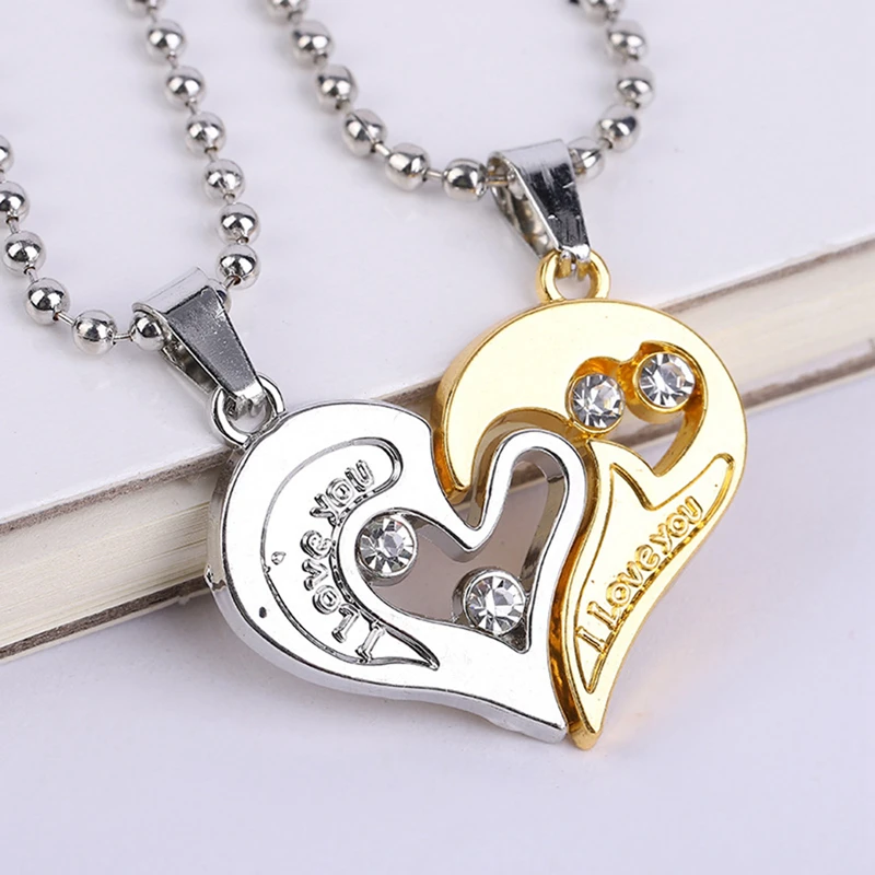 1 Pair Fashion Couple Necklace Jewelry Unisex Lovers Couples I Love You Pendant Necklace Jewelry Best Friends Valentine