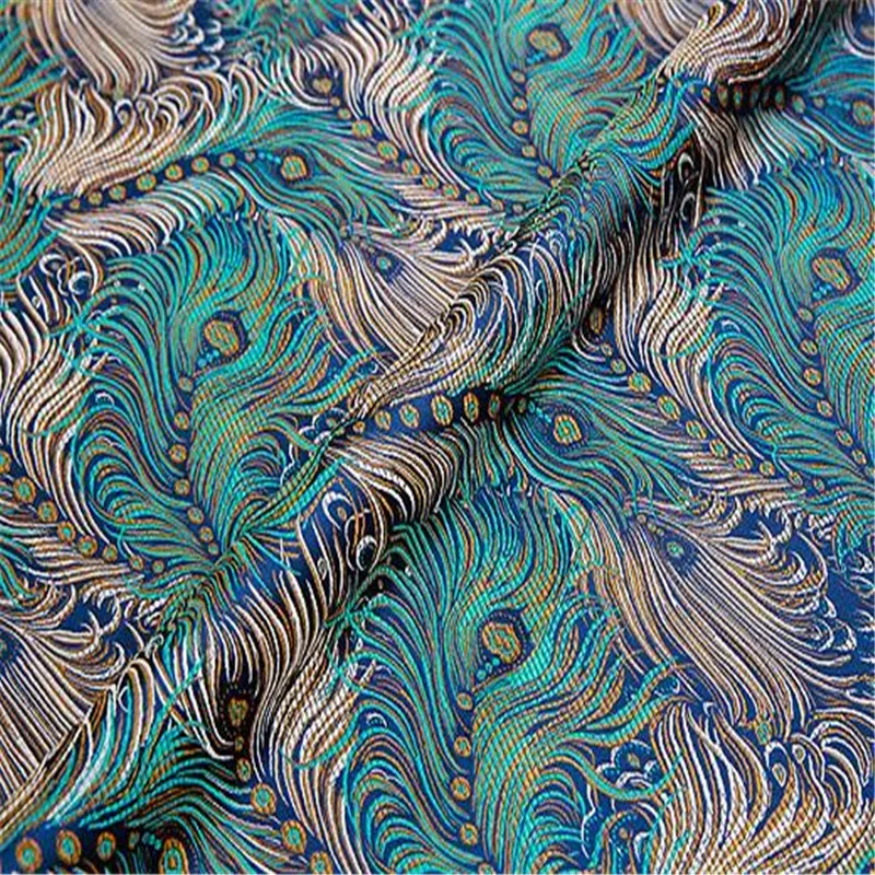 Jacquard Polyester Brocade Fabric Peacock Tail Design Latest Arrival Pattern Fabric Material For Making Women Handbags