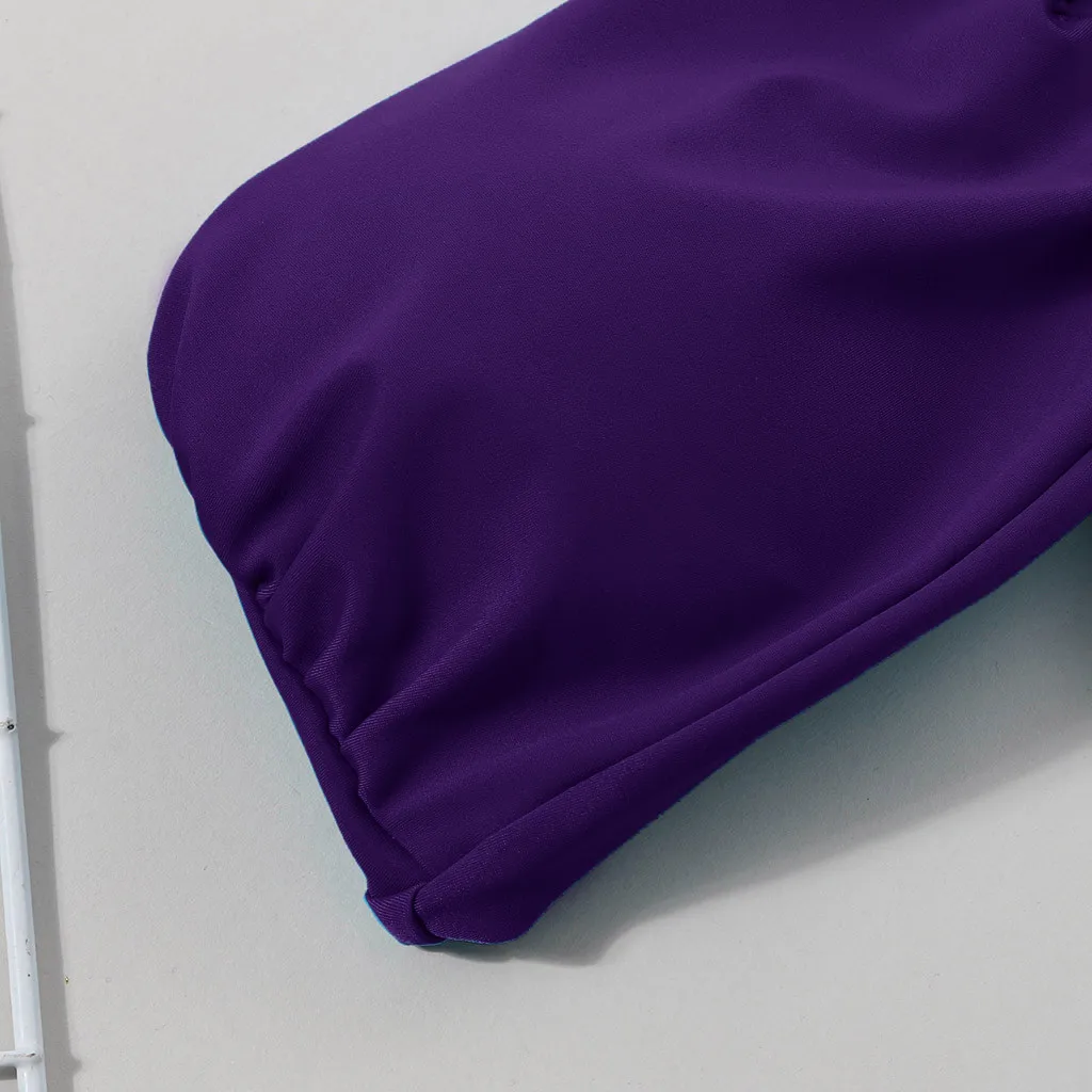 Сексуальный женский купальный костюм SAGACE однотонное бикини без рукавов с пуш-ап