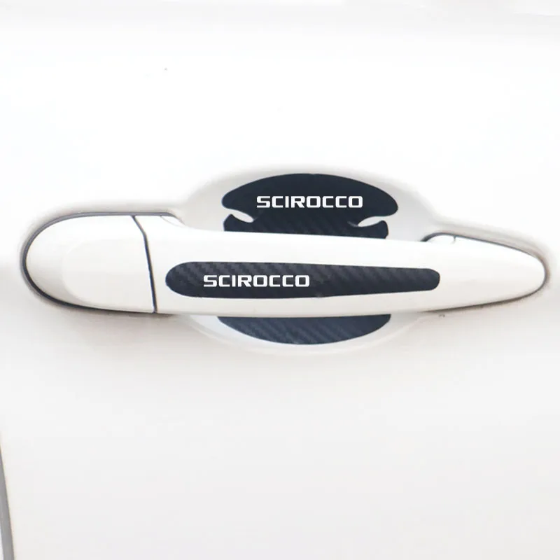

4pcs Carbon Fiber Car door handle Protector sticker For VW VK Volkswagen GTI R Scirocco