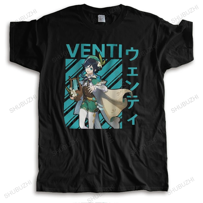 

Мужские футболки с принтом «Venti Genshin Impact», хлопковая футболка с короткими рукавами, футболка с рисунком из искусственного аниме, Одежда боль...