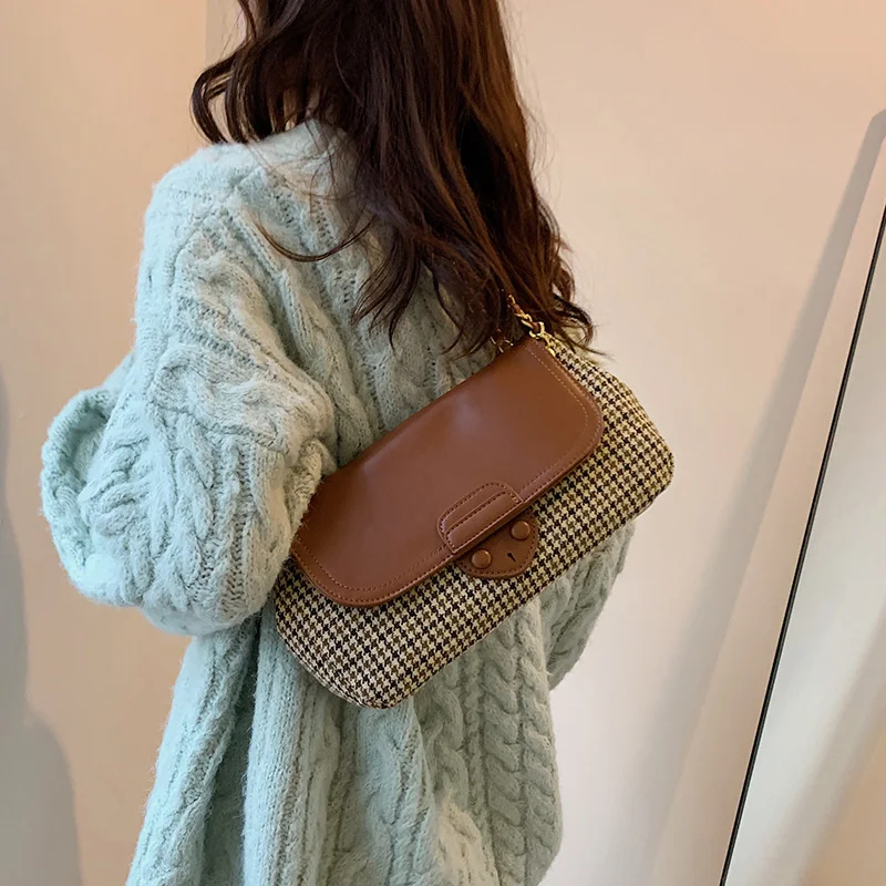 

Fashion bag women's new fashion qianniao lattice armpit bag chain Single Shoulder Messenger Bag