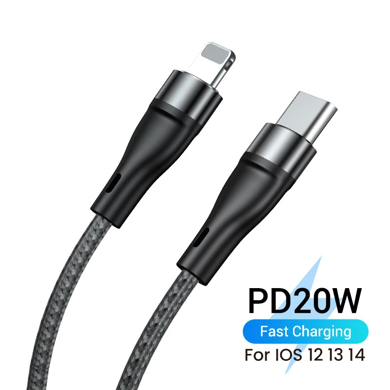 

1/2 м USB C кабель для передачи данных для iPhone зарядное устройство PD 20 Вт Тип C до 8 Pin Kable нейлоновый Плетеный 2.4A шнур для быстрой зарядки для iPhone 13...