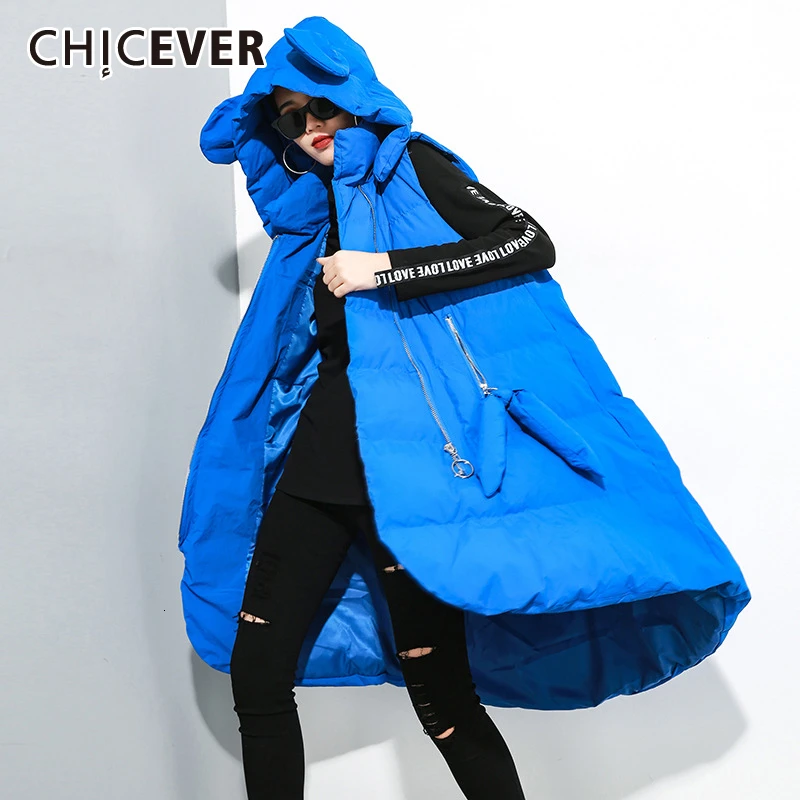 CHICEVER корейский женский хлопковый жилет с капюшоном безрукавка свободный