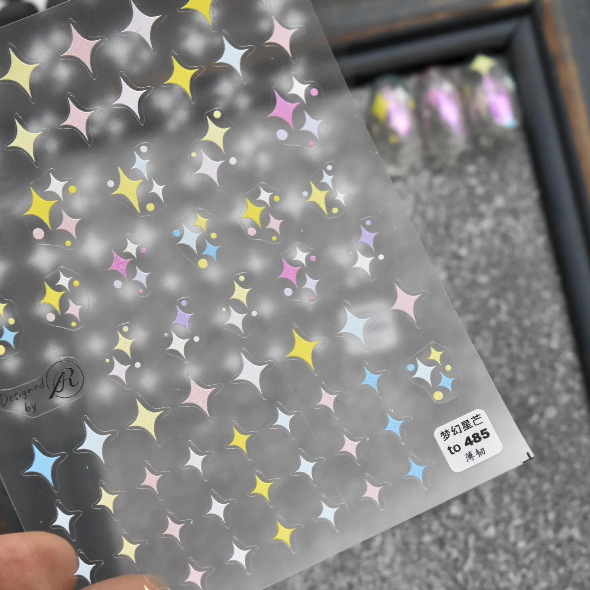 

French Nail Art 3D Stickers White Four-pointed Star Pattern Nail Decals Manicures Nails Design Adhesive Wraps Tip Decoration