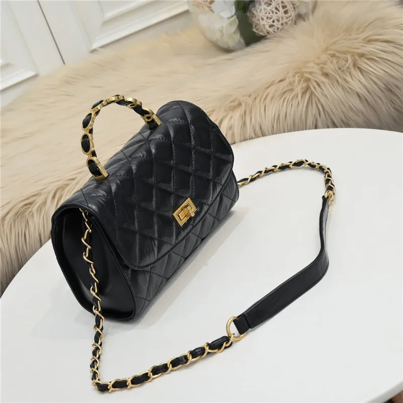 

2021 designer luxury women's handbag pleated sheepskin slanting chain high quality leather large capacity bag