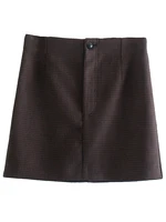 women 2021 fashion check mini skirt vintage high waist zipper fly female skirts mujer