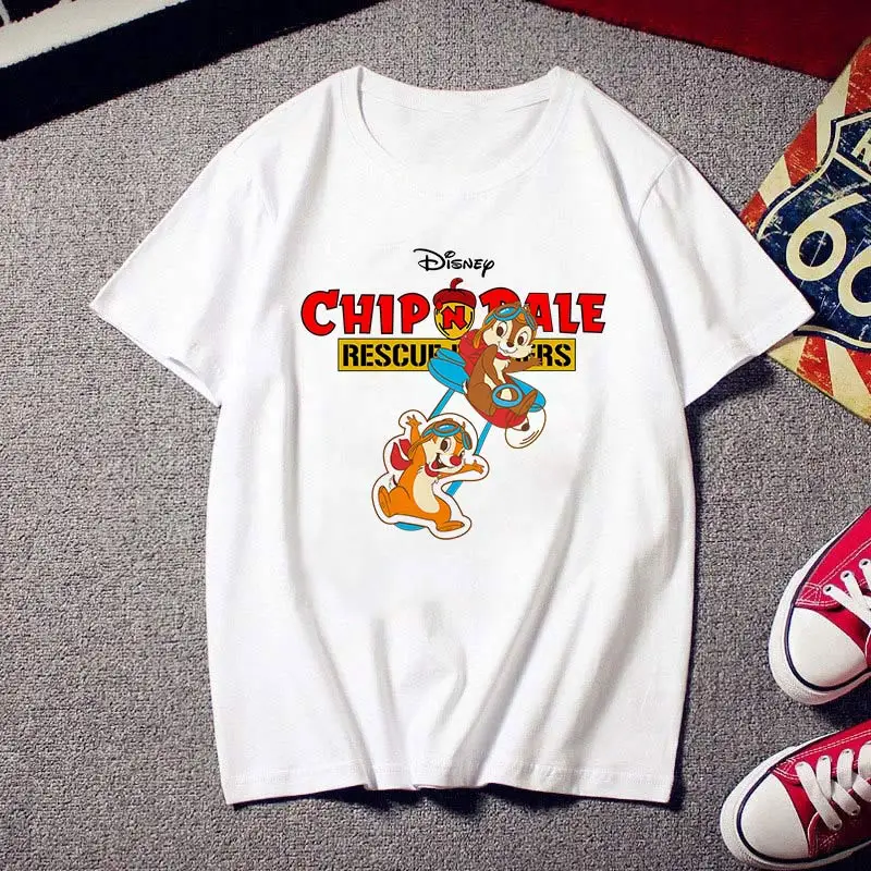 

Disney Chip and Dale T-shirts Women Kawaii Cartoon Graphic Tees Summer 2022 Female Clothing Ulzzang Fashion Cute Tops for Ladies