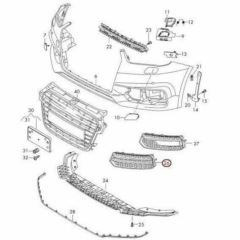 

Driver Front Air Guide Grille Black Lower Fog Light Grille for - A1 2017 8XA807681B 8XA807682B