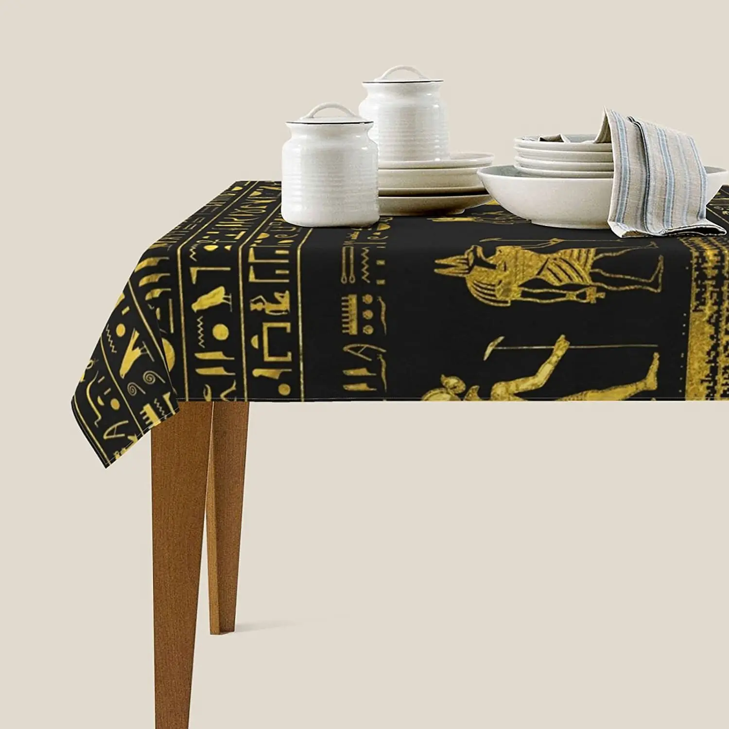 Золотая египетская иероглифная Античная скатерть прямоугольный полиэстер