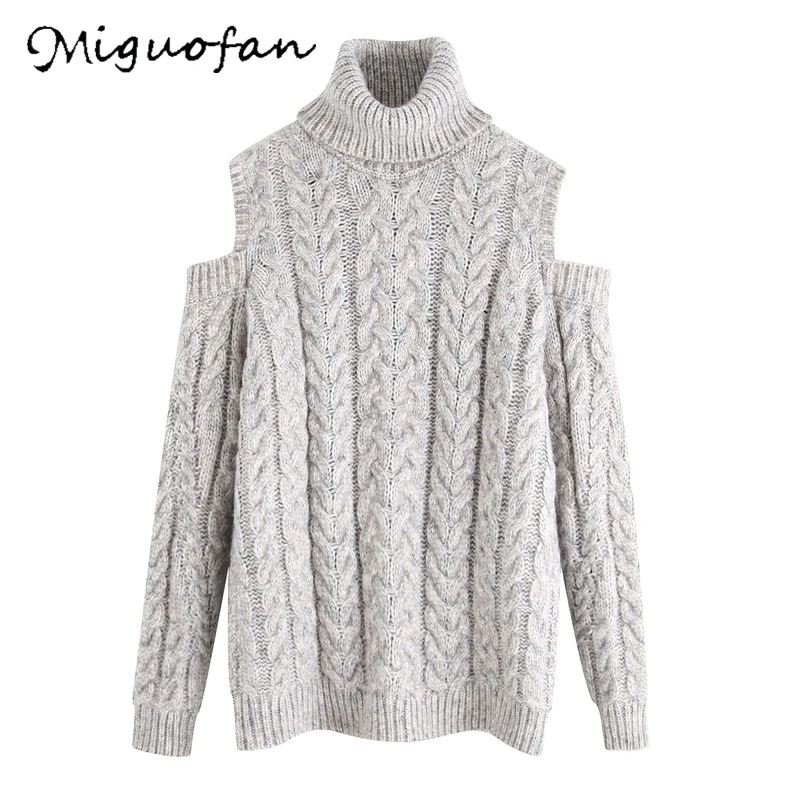 Winter Women Sweaters and Pullovers Hollow Out Shoulder White knitted ladies sweaters Vestidos Vintage Pull femme Sweater | Женская
