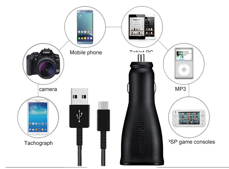 Оригинальное быстрое автомобильное зарядное устройство Samsung usb-адаптер для