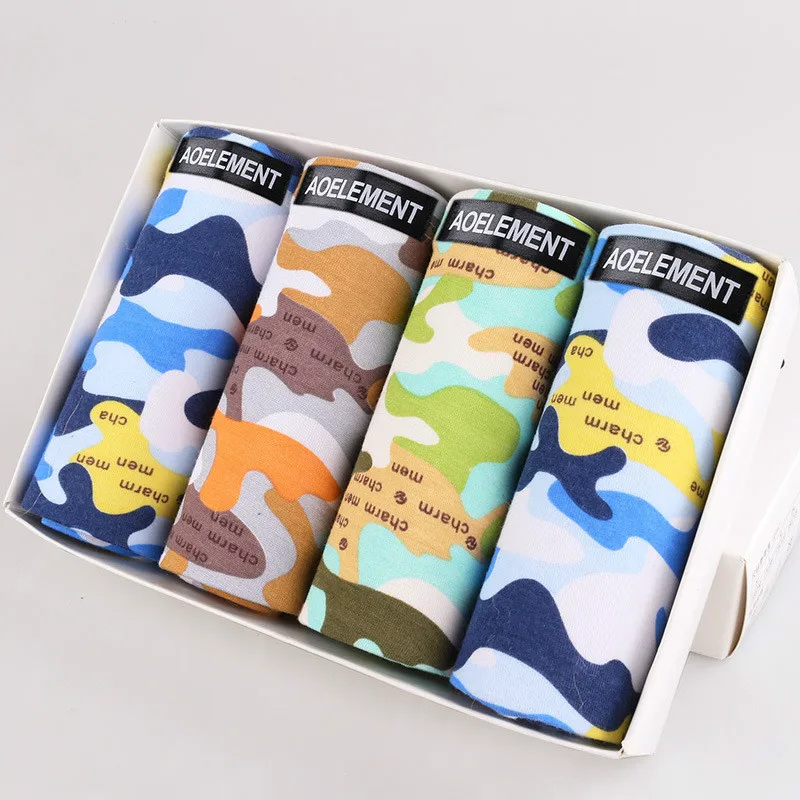 4 шт./лот сексуальные мужские боксеры удобные трусы с принтом мужское нижнее