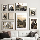 Настенная картина с изображением девушки мотоциклиста, Классическая Картина на холсте, скандинавские постеры и принты, настенные картины для гостиной, клуба, бара